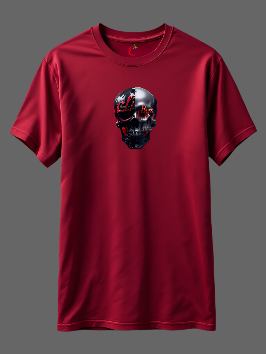 T-shirt-cLi Skull,Maroon