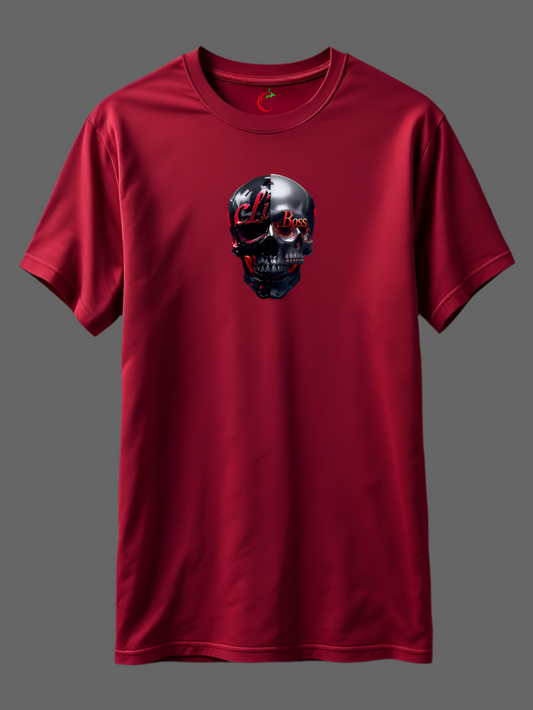 T-shirt-cLi Skull,Maroon