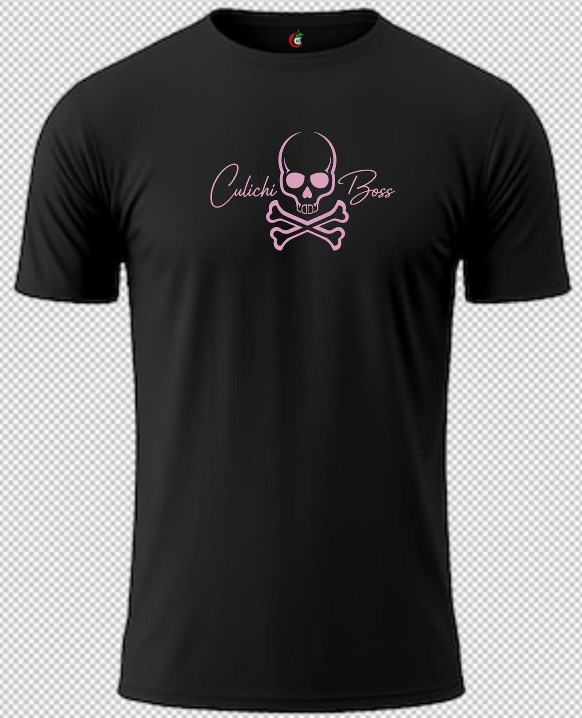 Skull & Pink Letters Tee – Black