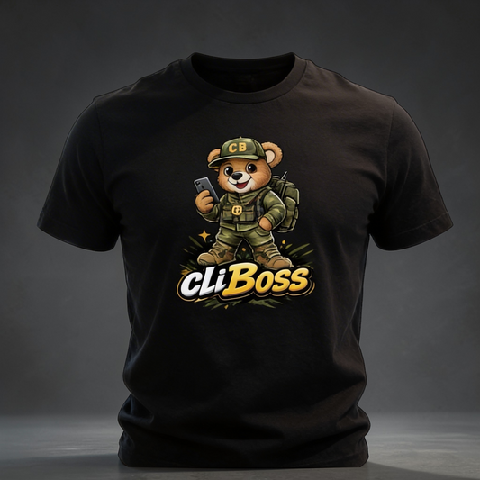 cLi Boss Camo Bear Graphic Tee | Black | CULICHI BOSS